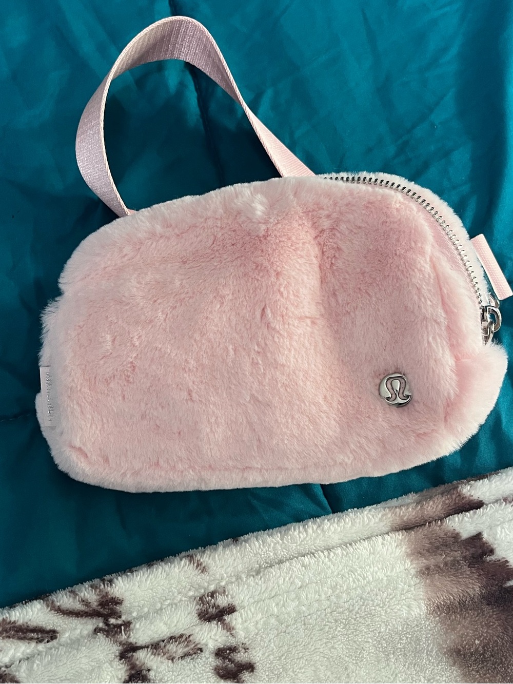 lululemon athletica Light Pink Faux Fur Wristlet